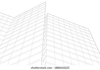 Projekt des modernen Architekturgebäudes 3d Rendering und Illustration 