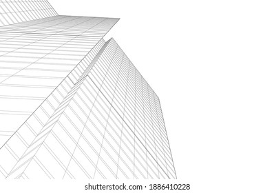 Projekt des modernen Architekturgebäudes 3d Rendering und Illustration 