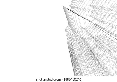 proyecto de construcción de arquitectura moderna 3d de representación e ilustración 