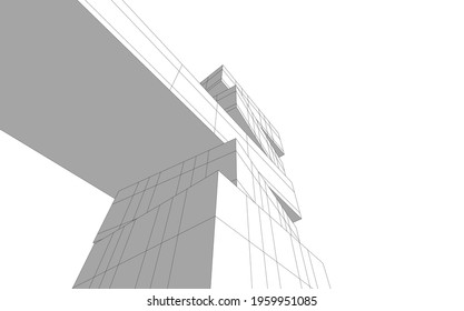 modern architectural building project 3d rendering and illustration 