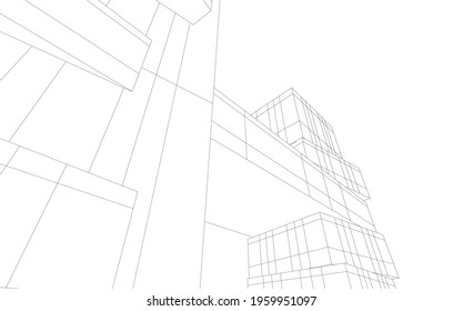 modern architectural building project 3d rendering and illustration 