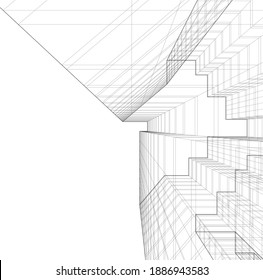 modern architectural building project vector 3d  