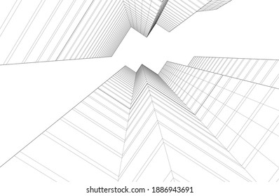 modern architectural building project vector 3d  