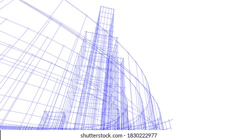 Diseño arquitectónico moderno concepto de fondo lineal vista 3d