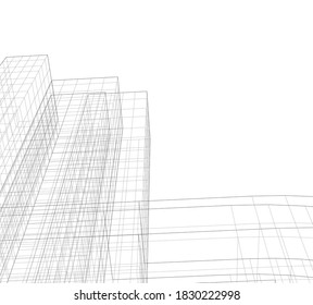 Modern architectural design concept linear background 3d view
