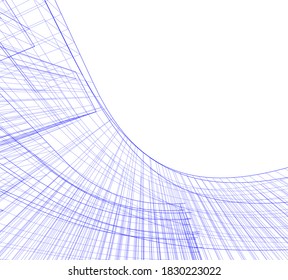 Modern architectural design concept linear background 3d view