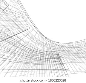 Modern architectural design concept linear background 3d view