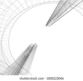 Modern architectural design concept linear background 3d view