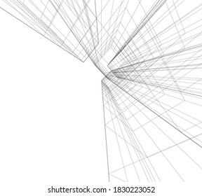 Modern architectural design concept linear background 3d view