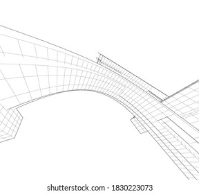 Modern architectural design concept linear background 3d view