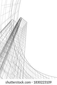 Modern architectural design concept linear background 3d view