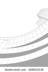 Modern architectural design concept linear background 3d view