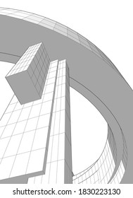Modernes Architekturdesign-Konzept, linearer Hintergrund 3D-Ansicht
