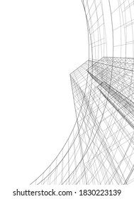 Modernes Architekturdesign-Konzept, linearer Hintergrund 3D-Ansicht
