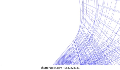 Modern architectural design concept linear background 3d view