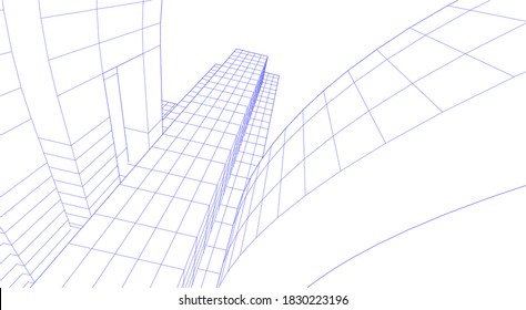 Diseño arquitectónico moderno concepto de fondo lineal vista 3d