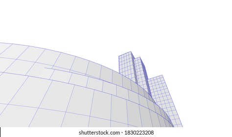Modern architectural design concept linear background 3d view