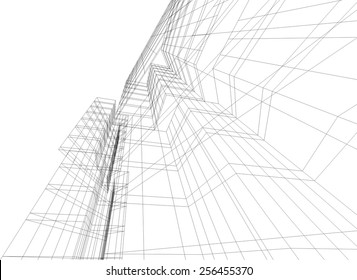 Modern architectural drawing. Architecture background. Skyscraper building