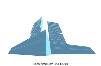 Modern architectural drawing. Architecture background. Skyscraper building