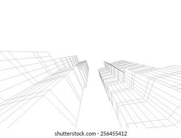 Modern architectural drawing. Architecture background. Skyscraper building