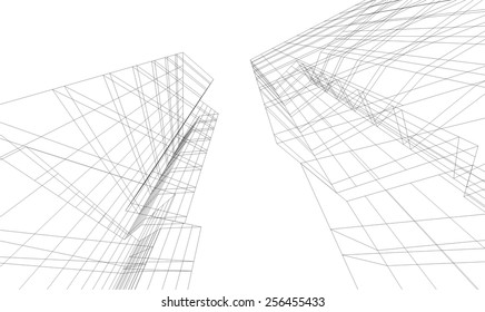 Modern Architectural Drawing Architecture Background Skyscraper Stock ...