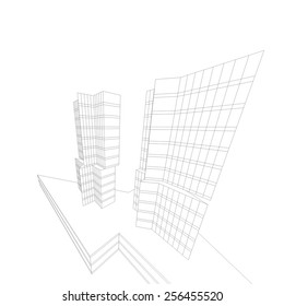 Modern architectural drawing. Architecture background. Skyscraper building