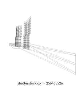 Modern architectural drawing. Architecture background. Skyscraper building