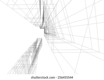 Modern architectural drawing. Architecture background. Skyscraper building