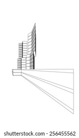 Modern architectural drawing. Architecture background. Skyscraper building