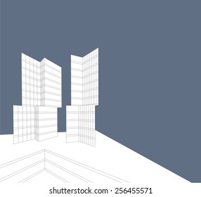 Modern architectural drawing. Architecture background. Skyscraper building