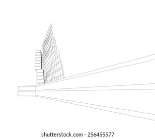 Modern Architectural Drawing Architecture Background Skyscraper Stock ...