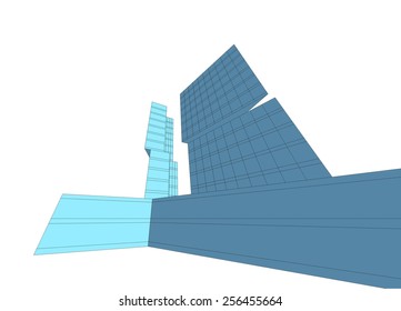 Modern architectural drawing. Architecture background. Skyscraper building