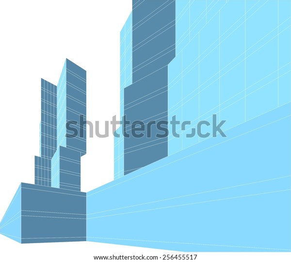 Modern Architectural Drawing Architecture Background Skyscraper Stock ...