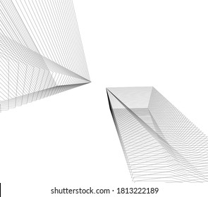 Modern architectural drawings 3d illustration