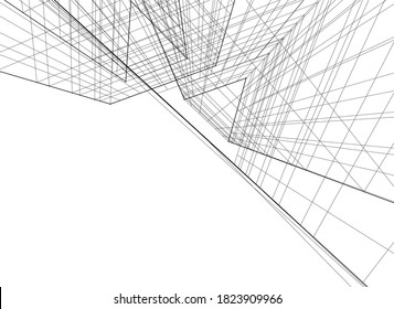 Modern architectural drawings 3d illustration