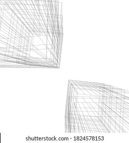 Modern architectural drawings 3d illustration