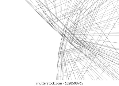 Modern architectural drawings 3d illustration