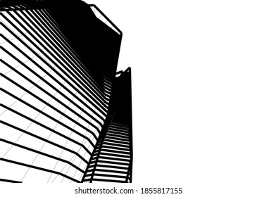 Modern architectural drawings 3d illustration