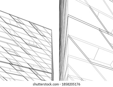 Modern architectural drawings 3d illustration