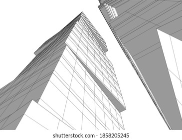 Modern architectural drawings 3d illustration