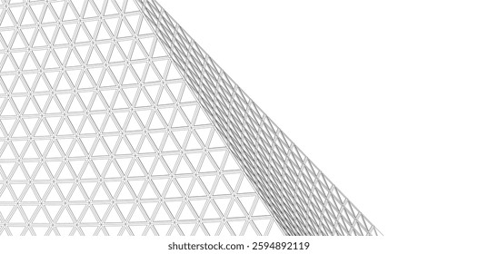 Modern Architectural Facade with Geometric Triangular Grid Pattern – 3D Render of Futuristic Building Structure