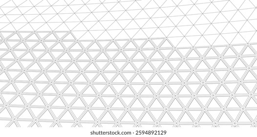 Modern Architectural Facade with Geometric Triangular Grid Pattern – 3D Render of Futuristic Building Structure