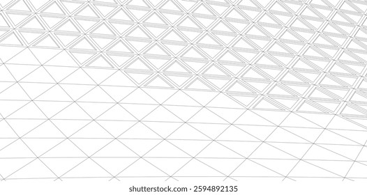 Modern Architectural Facade with Geometric Triangular Grid Pattern – 3D Render of Futuristic Building Structure