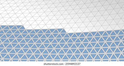 Modern Architectural Facade with Geometric Triangular Grid Pattern – 3D Render of Futuristic Building Structure