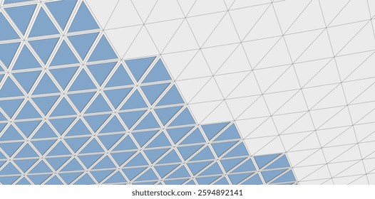 Modern Architectural Facade with Geometric Triangular Grid Pattern – 3D Render of Futuristic Building Structure