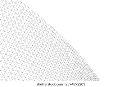 Modern Architectural Facade with Geometric Triangular Grid Pattern – 3D Render of Futuristic Building Structure