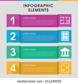Modern architectural infographic template. infographic design with architectural icons includes window. can be used for presentation, diagram, annual report, web design. 
