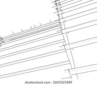 Modern Architectural Linear Wireframe 3d Sketch