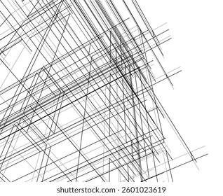 Modern Architectural Linear Wireframe 3d Sketch