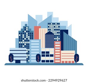 Modern architectural panorama.
Cityscape in flat style. Vector illustration 